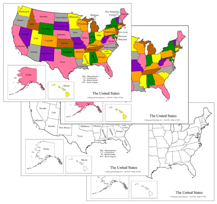 United States Control Maps & Masters - Montessori Print Shop geography materials