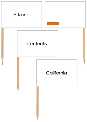 United States Map Labels: Pin Flags - Montessori Print Shop geography materials