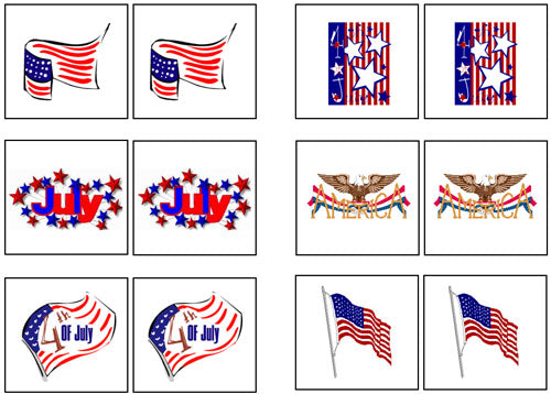 US 4th of July Match-Up & Memory Game - Montessori Print Shop