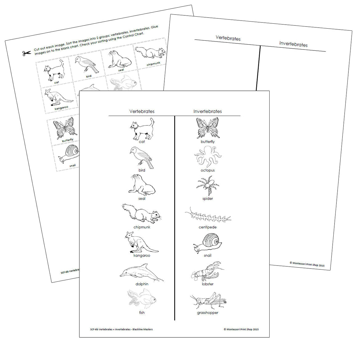 Vertebrates and Invertebrates (Blackline Masters) - Montessori Print Shop