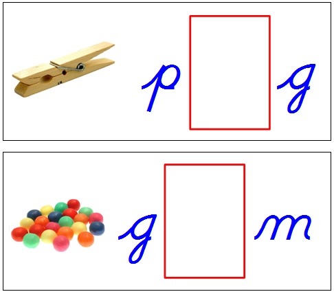 Vowel Sound Cards (cursive D) - Blue/Red