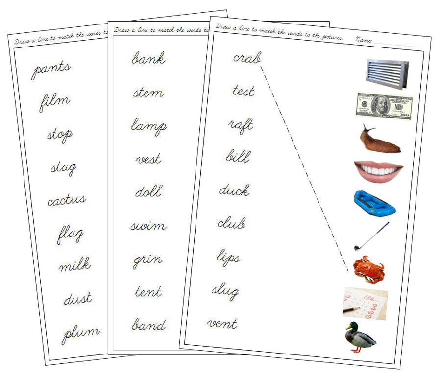 Step 2: Word & Picture Match (photos) - CURSIVE - Montessori Print Shop