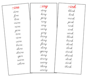 Step 3: Word Families - CURSIVE - Montessori Print Shop language lesson