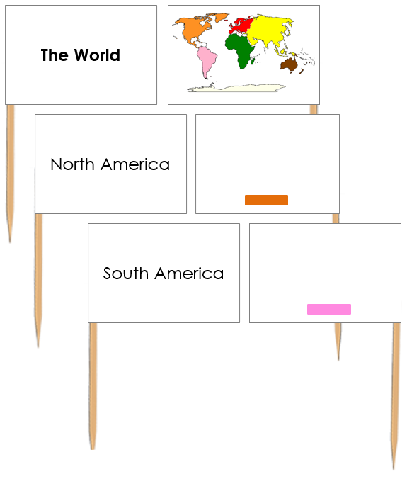 World Map Labels: Pin Flags - Montessori Print Shop