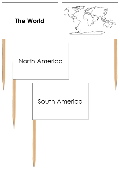 World Map Labels (Pin Flags) - Montessori Print Shop