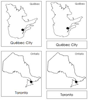 Canadian Capital Cities - Montessori 3-part geography cards