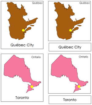 Canadian Capital Cities - Montessori 3-part geography cards