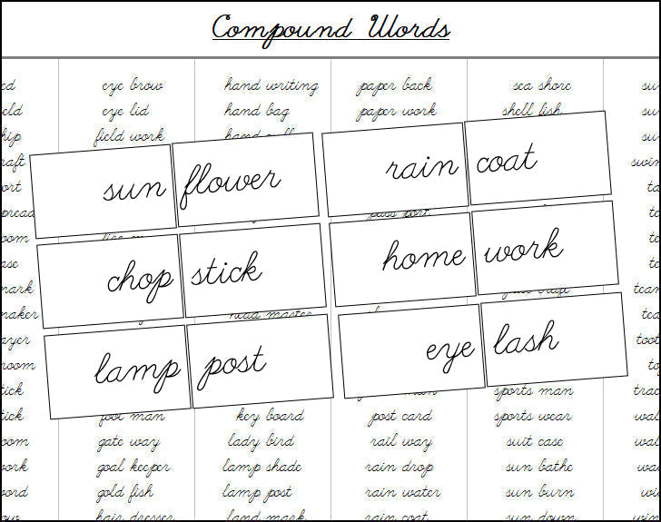 Compound Words (cursive) - Montessori Print Shop Digital Download
