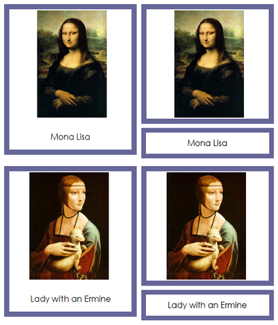 Leonardo da Vinci Art Cards (color-coded) - Montessori Digital