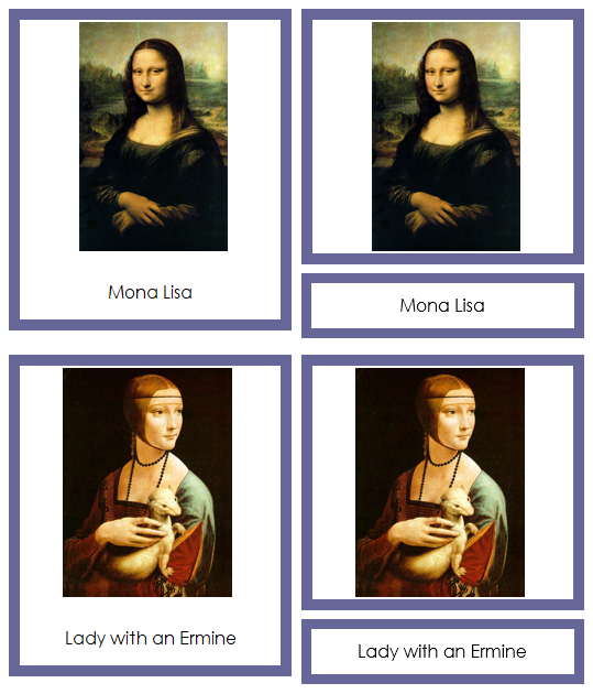 Leonardo Da Vinci Art Cards (borders) - montessori art materials