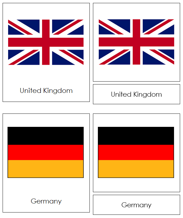 European Flags - Montessori geography cards