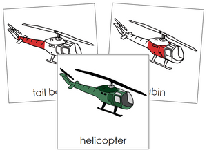 Helicopter Nomenclature Cards (red) - Montessori Print Shop