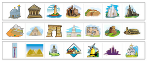 Landmarks Cutting Work - Montessori Print Shop preschool cutting practice