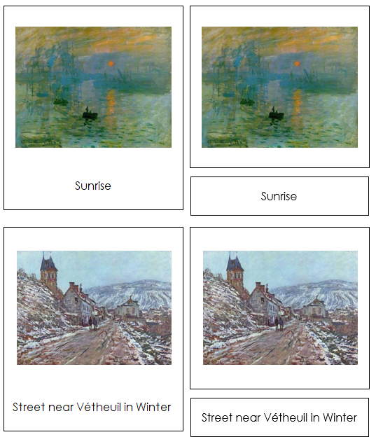 Claude Monet Art Cards - montessori art materials