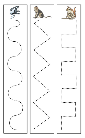 Monkeys Cutting Work - Montessori Print Shop preschool cutting practice
