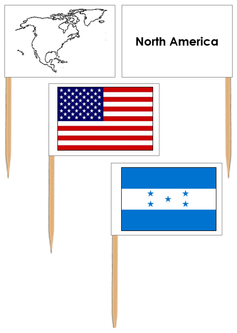North American Flags (Pin Flags) - Montessori Print Shop Digital Download