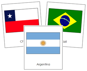 South American Flags - Montessori continent cards