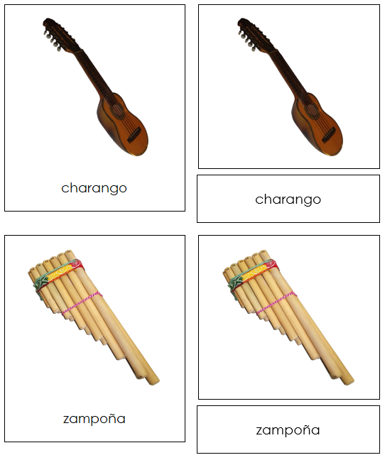 South American Musical Instruments - Montessori continent cards