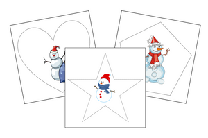 Snowman Cutting Work - Montessori Print Shop preschool cutting practice