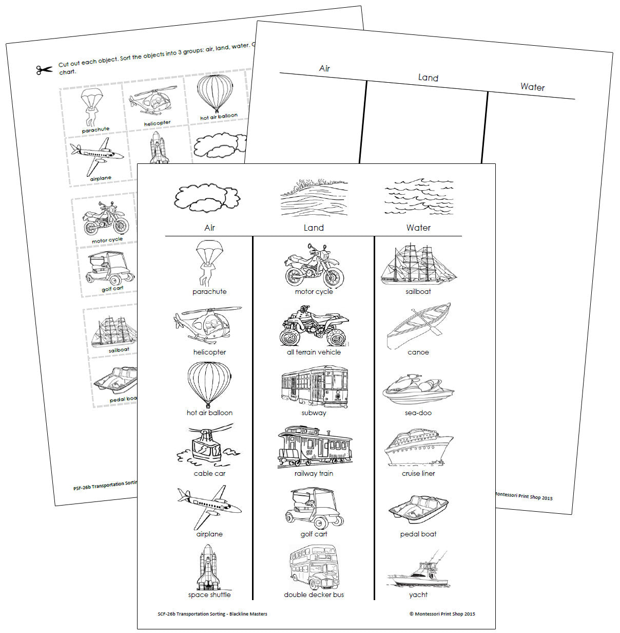 Transportation Sorting Blackline Masters - Montessori Print Shop