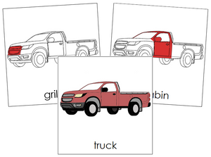 Truck Nomenclature Cards (red) - Montessori Print Shop